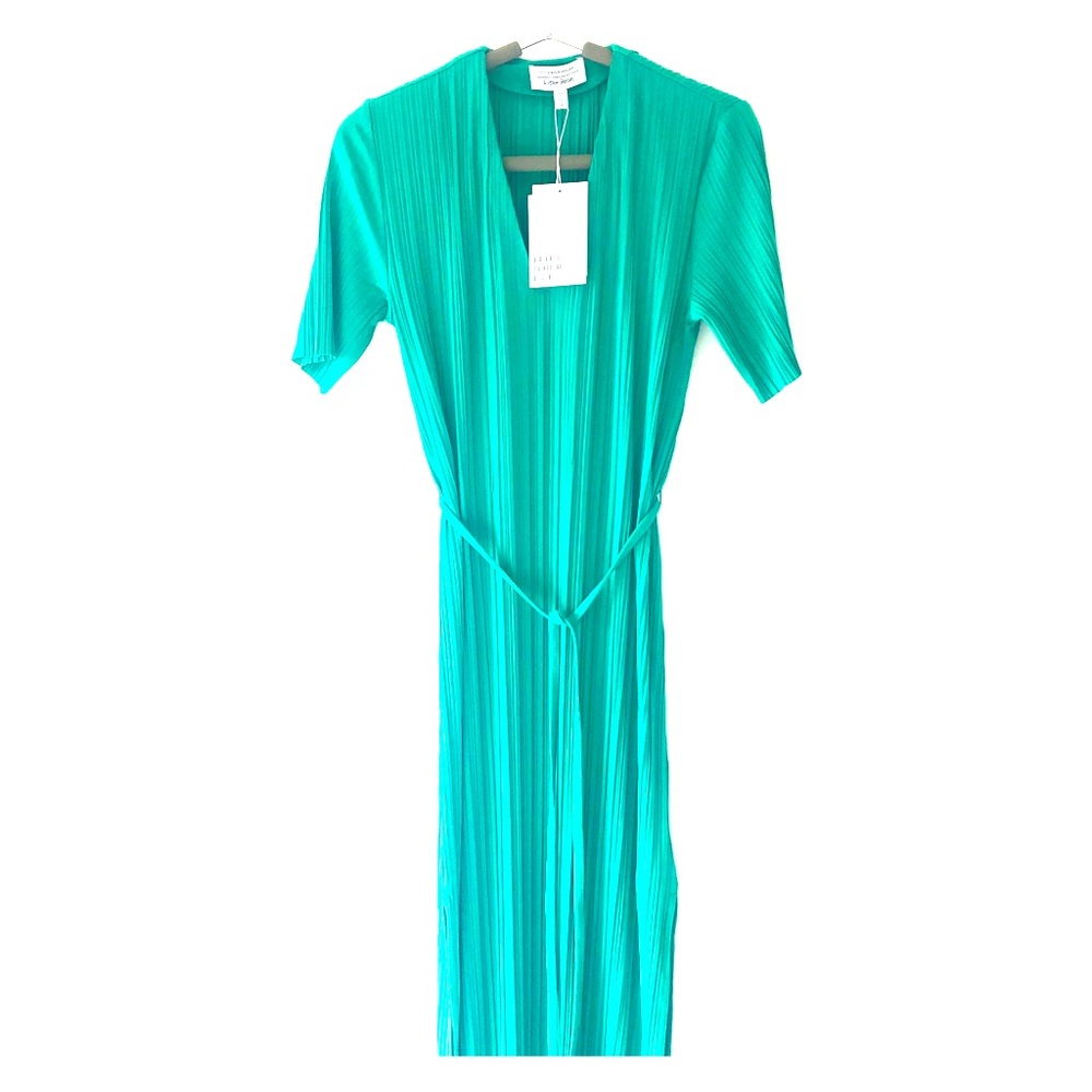 & Other Stories Belted Plissé Pleated Midi Dress